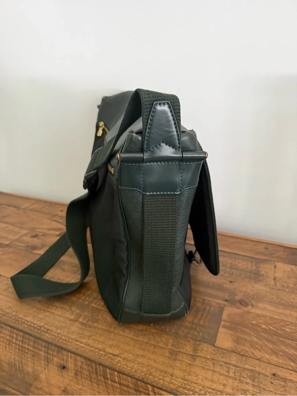 Louis Vuitton Dark Green Taiga  Leather Messenger Bag with Brass Hardware